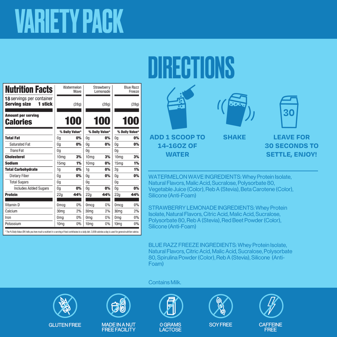Seeq Clear Protein Variety Pack Nutrition And Directions - onetime