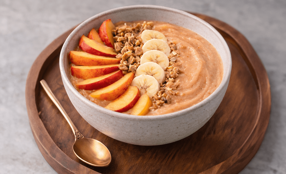 Juicy Peach Banana Protein Smoothie Bowl - SEEQ