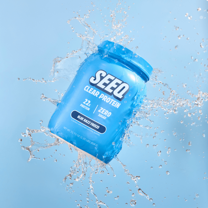 Seeq Blue Razz Freeze Protein Powder With Water Splash