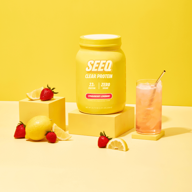 Seeq Clear Protein Strawberry Lemonade Tub With Fruits