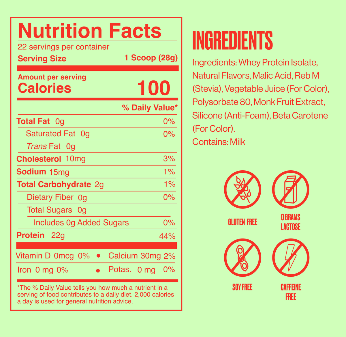 Seeq Clear Protein Watermelon Wave Nutrition Facts Label